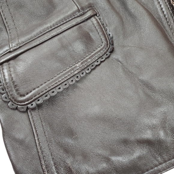 Jaclyn Smith Brown Leather Jacket sz 10 - Picture 6 of 13